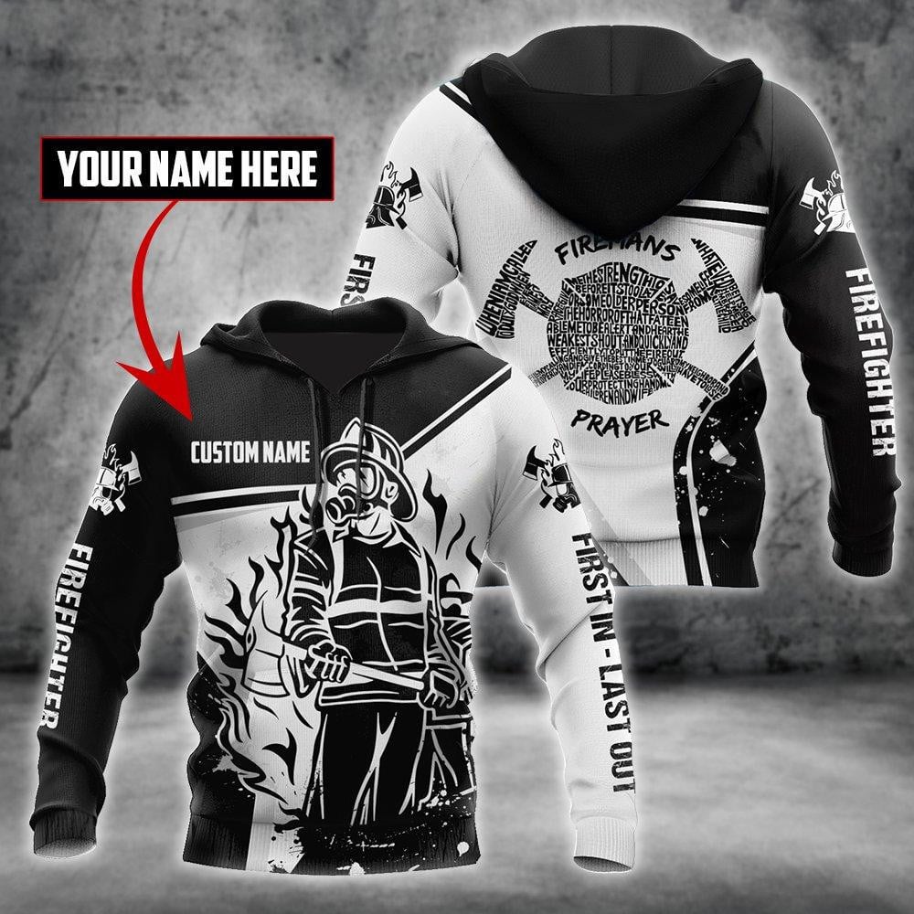 Personalized Firefighter Black White Color 3D All Over Printed Hoodie For Men And Women