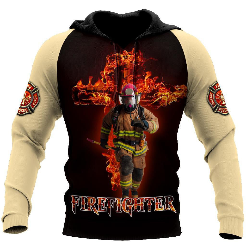 Firefighter A Child Of God, A Man Of Faith Printed Hoodie For Men And Women