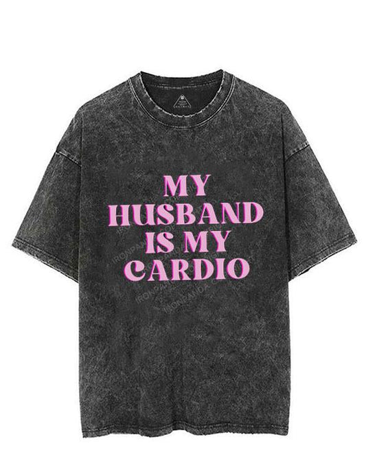PINK MY HUSBAND IS MY CARDIO  VINTAGE GYM SHIRT