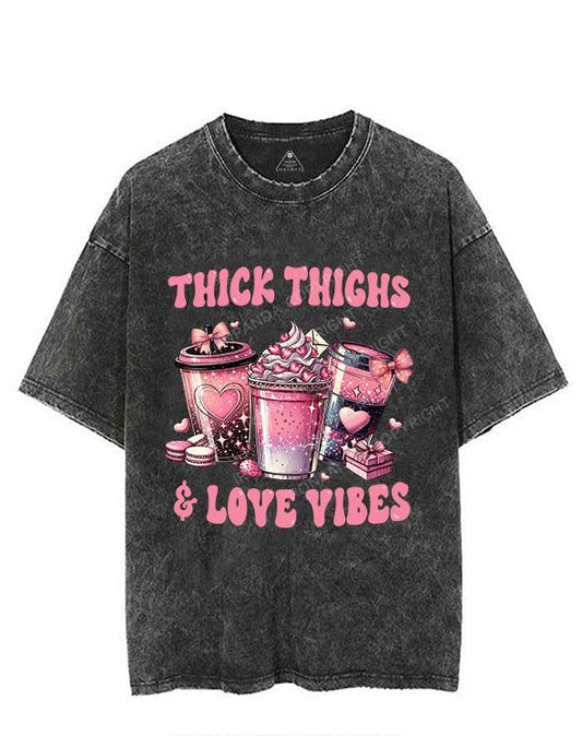 THICK THIGHS & LOVE VIBES VINTAGE GYM SHIRT