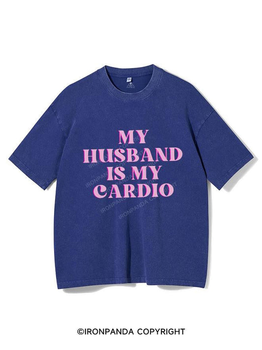 PINK MY HUSBAND IS MY CARDIO  VINTAGE GYM SHIRT