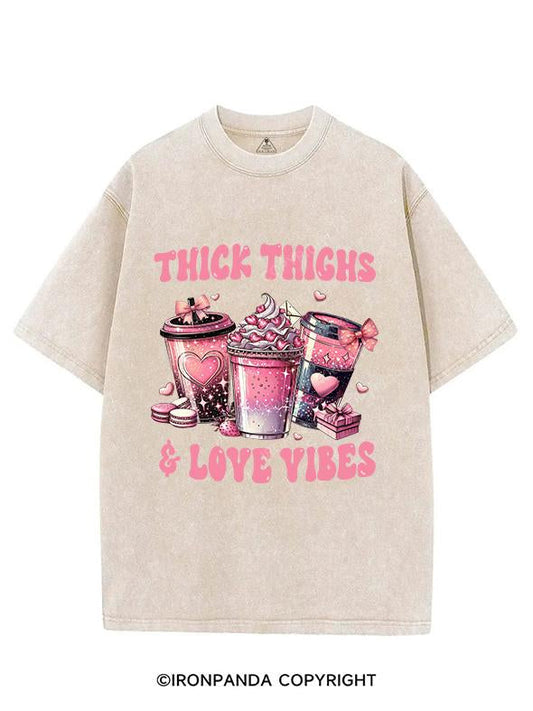 THICK THIGHS & LOVE VIBES VINTAGE GYM SHIRT