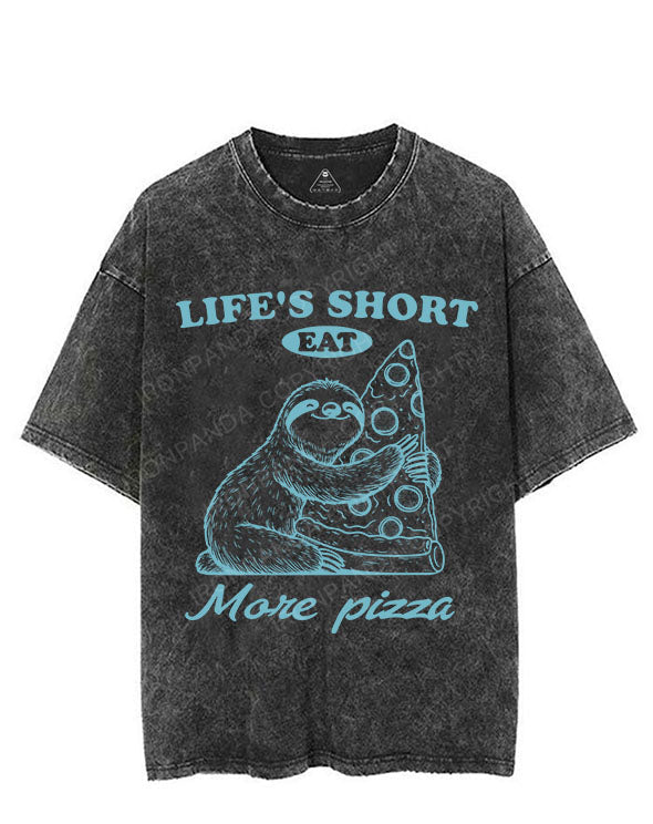 LIFE'S SHORT EAT MORE PIZZA VINTAGE GYM SHIRT