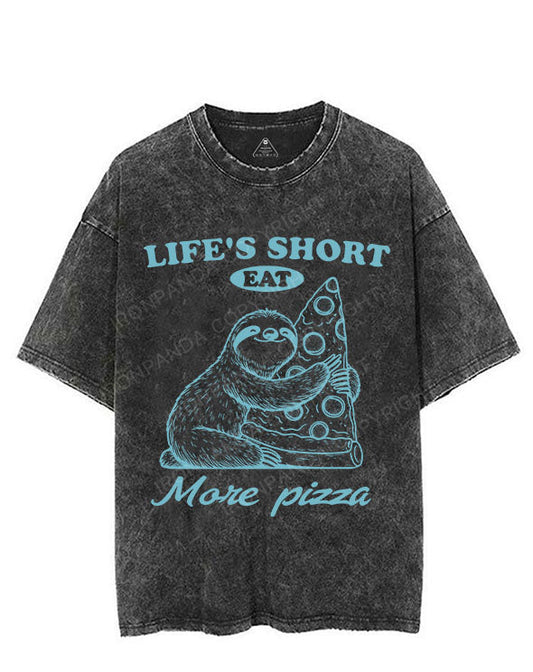 LIFE'S SHORT EAT MORE PIZZA VINTAGE GYM SHIRT