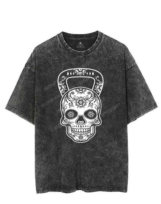 Sugar Skull Kettlebell Vintage Gym Shirt