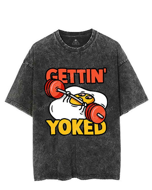 Getting Yoked Funny Benching Egg Vintage Gym Shirt