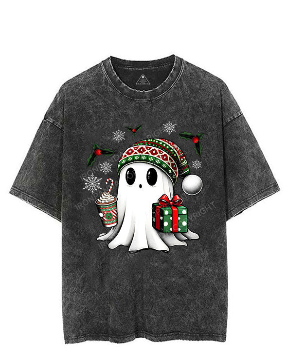 CHRISTMAS GHOST WITH COFFEE AND GIFT VINTAGE GYM SHIRT