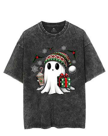 CHRISTMAS GHOST WITH COFFEE AND GIFT VINTAGE GYM SHIRT