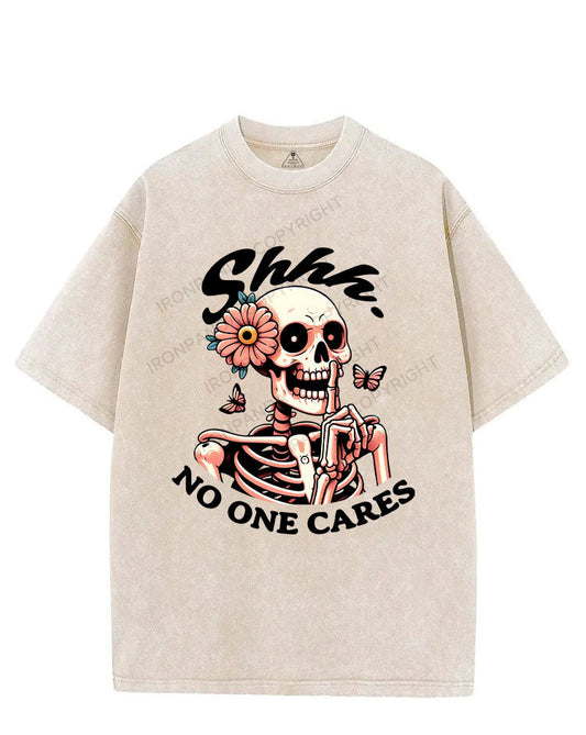 SHHH NO ONE CARES VINTAGE GYM SHIRT