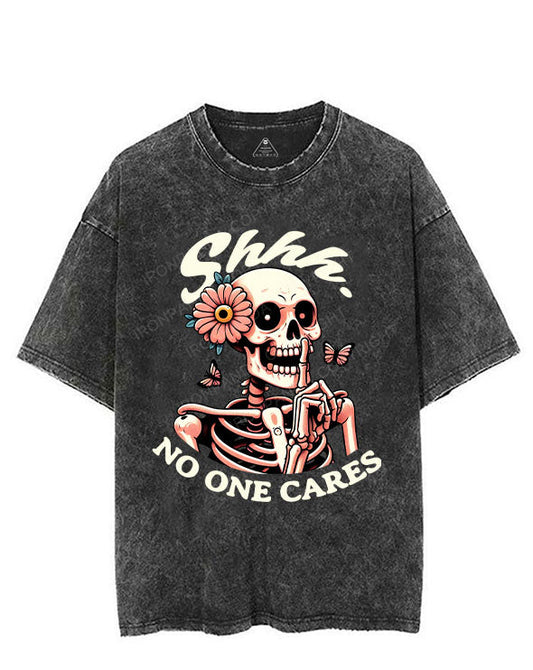 SHHH NO ONE CARES VINTAGE GYM SHIRT