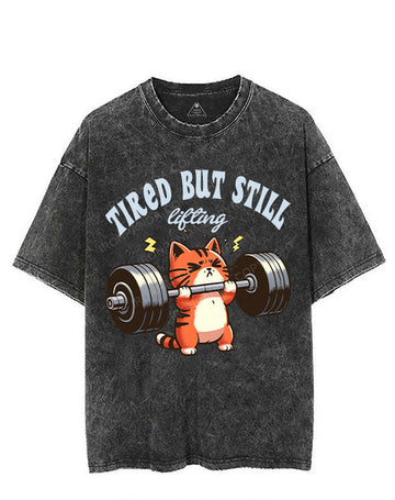 TIRED BUT STILL LIFTING VINTAGE GYM SHIRT